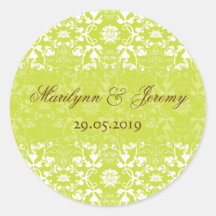 Damask Swirls Lace Lime Gift Favour Label Sticker