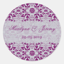 Damask Swirls Lace Orchid Gift Favour Label Sticke