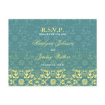 Damask Swirls Lace Peacock RSVP Wedding Postcard