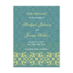 Damask Swirls Lace Peacock Save The Date Postcard
