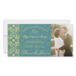 Damask Swirls Lace Peacock Thank You Photo Card photo cards