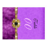 Damask "table number" wedding pink black postcards