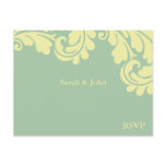 Damask Teal and lemon RSVP Post Card