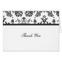 Damask Thank You Note Greeting Cards
