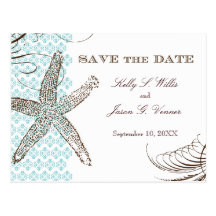 Damask Tropical | Save the Date Announcement Postcards