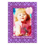 Damask Two Year Old  Girls Birthday Photo Cards business cards