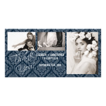 Damask Vintage ThankYou Wedding Photo Card- nite