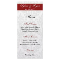 Damask Wedding Menus Personalized Rack Card