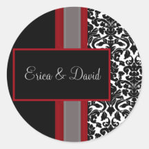 damask Wedding Monogram stickers