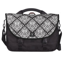 Damask White on Black commuterbag