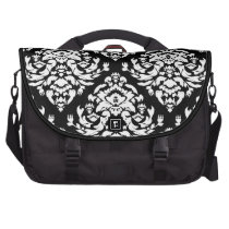 Damask White on Black commuterbag
