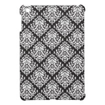 Damask White on Black ipad mini cases
