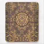 Damask Wildflowers, BOOK COVER in Brown & Gold Mousepads