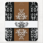 Damask Wildflowers, CELINE in Brown & Black Mousepads