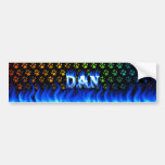 Dan blue fire and flames bumper sticker design