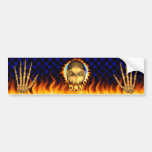 Dan skull real fire and flames bumper sticker desi