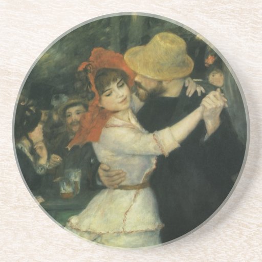 Dance at Bougival by Renoir, Vintage Impressionism Beverage Coaster