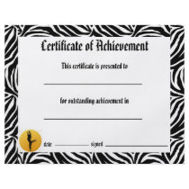 Dance Certificate of Achievement -Zebra Lyrical Flyers