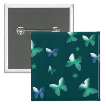 Dance of Butterflies in Blue Green Pinback Button