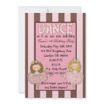 dancer,pink,brown,strips,birthday,invite,cute,girl invitations