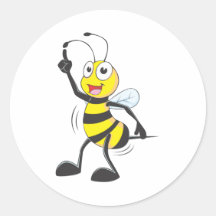 Dancing Bee Round Stickers
