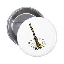 Dancing Broom Pinback Buttons