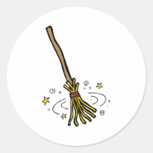 Dancing Broom Round Stickers