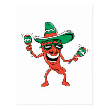 Dancing Chilli Pepper Post Card