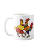 Dancing cock and hen mugs