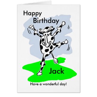 Dancing cow named birthday card add message inside