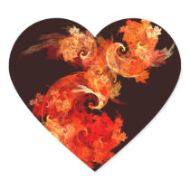 Dancing Firebirds Abstract Art Heart Sticker