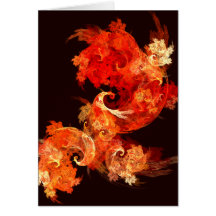 Dancing Firebirds Abstract Art Note Card