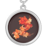 Dancing Firebirds Abstract Silver Necklace