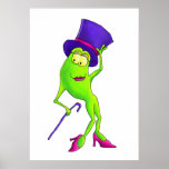 Dancing frog with Purple Hat posters