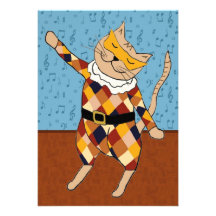Dancing Harlequin Kitty Party Invitation