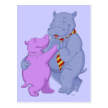 Dancing Hippo Tango Postcard