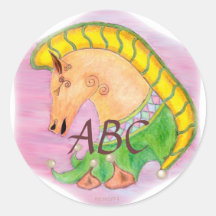 Dancing Horses Monogram Round Stickers