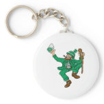 Dancing Irish Man With Green Beer keychains