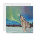 Dancing Lights howling wolf square card invitations