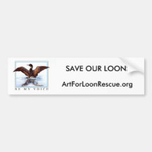Dancing Loon by Jane Freeman, ArtForLoonRescue.... Bumper Stickers