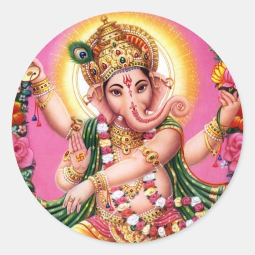 Dancing Lord Ganesha Round Sticker Zazzle