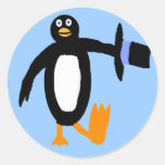 Dancing Penguin Round Sticker