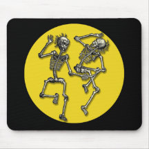 Dancing Skeletons with Full Moon for Halloween Mousepad