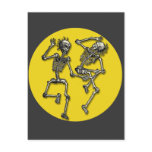 Dancing Skeletons with Full Moon for Halloween postcards