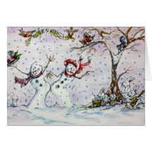 Dancing Snowmen Greeting Card
