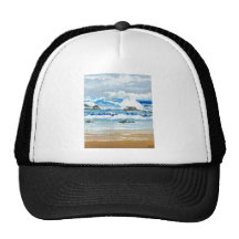 Dancing Waves on the Rocks Ocean Seascape Mesh Hats