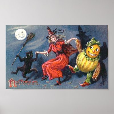 Dancing Witch in Moonlight Posters