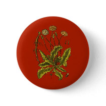 Dandelion Botanical Illustration Pinback Buttons