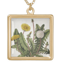 Dandelion (colour engraving) necklace