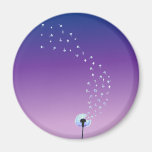 Dandelion Seeds Flying in the Wind - Purple Fridge Magnet